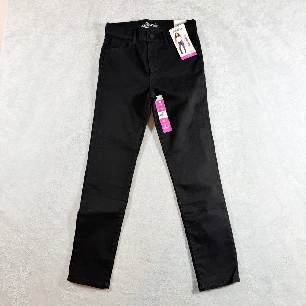 Jordache Girls High Rise Skinny Jeans 10 Slim Black Adjustable Waist Stretch NWT